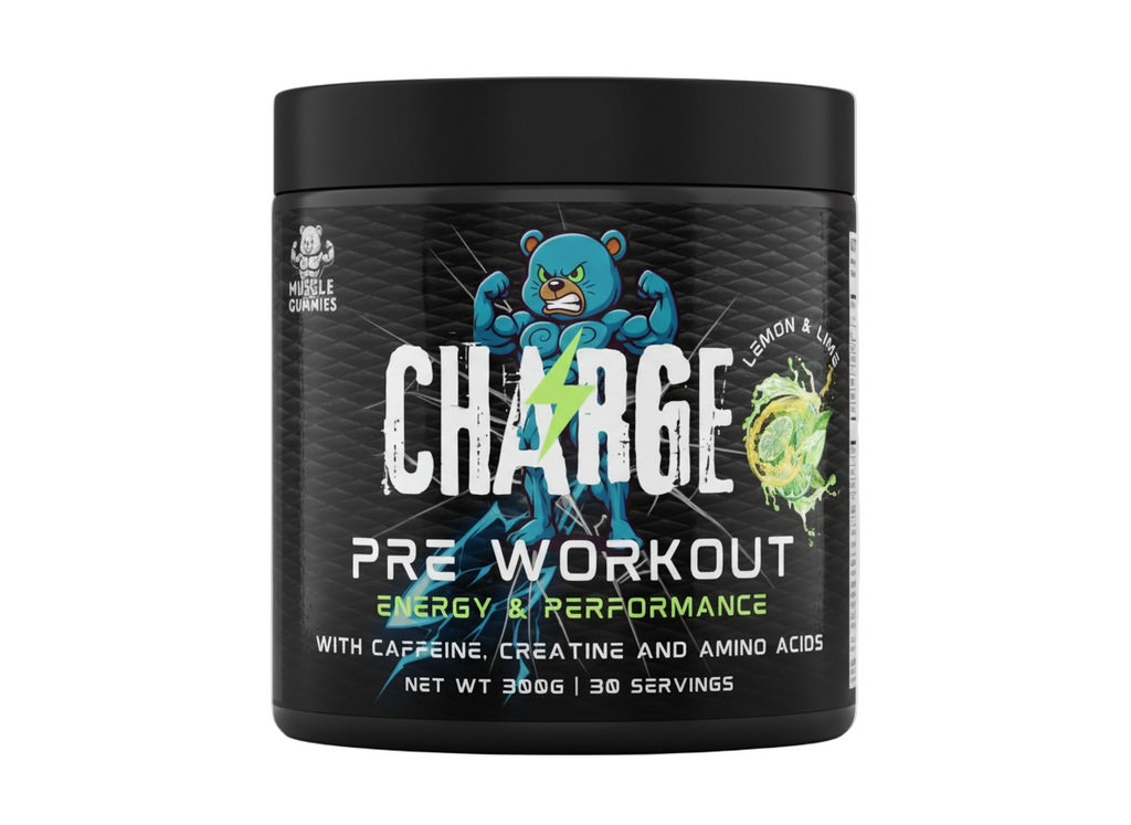 Muscle Gummies Charge Pre-Workout Powder Energy & Performance 300g Lemon Lime 30 Servings