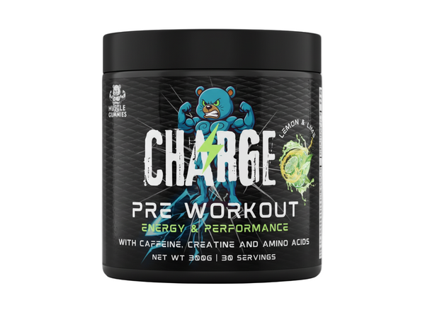 Muscle Gummies Charge Pre-Workout Powder Energy & Performance 300g Lemon Lime 30 Servings