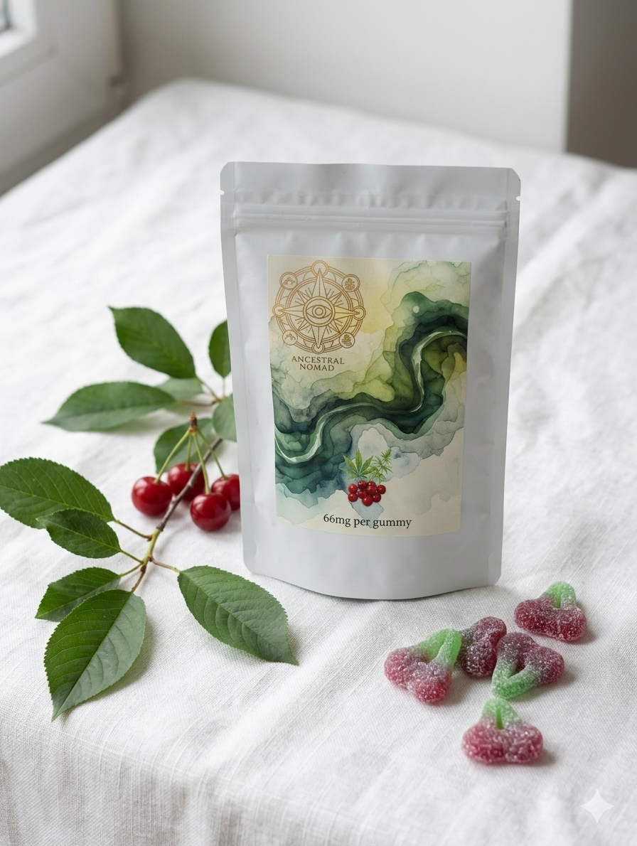 Ancestral Nomad CBD Gummies | Wild Cherry Flavour | 5000mg | Broad Spectrum | Natural Wellness Supplement UK