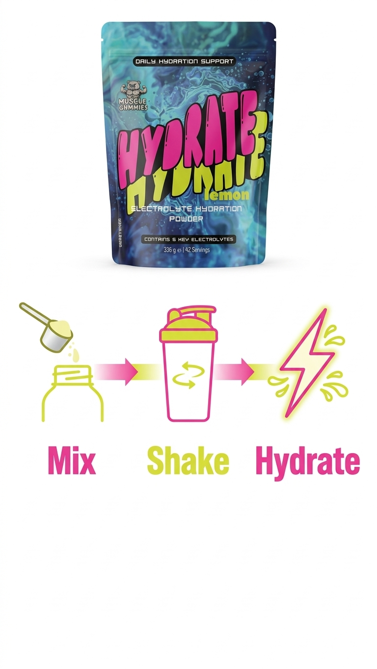 Muscle Gummies HYDRATE Electrolyte Powder – Lemon Flavor