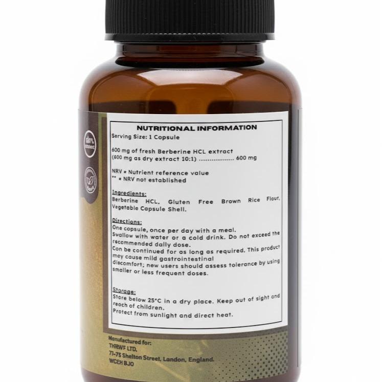 THRIVF Berberine HCL 600 mg 60 Capsules for Enhanced Wellness